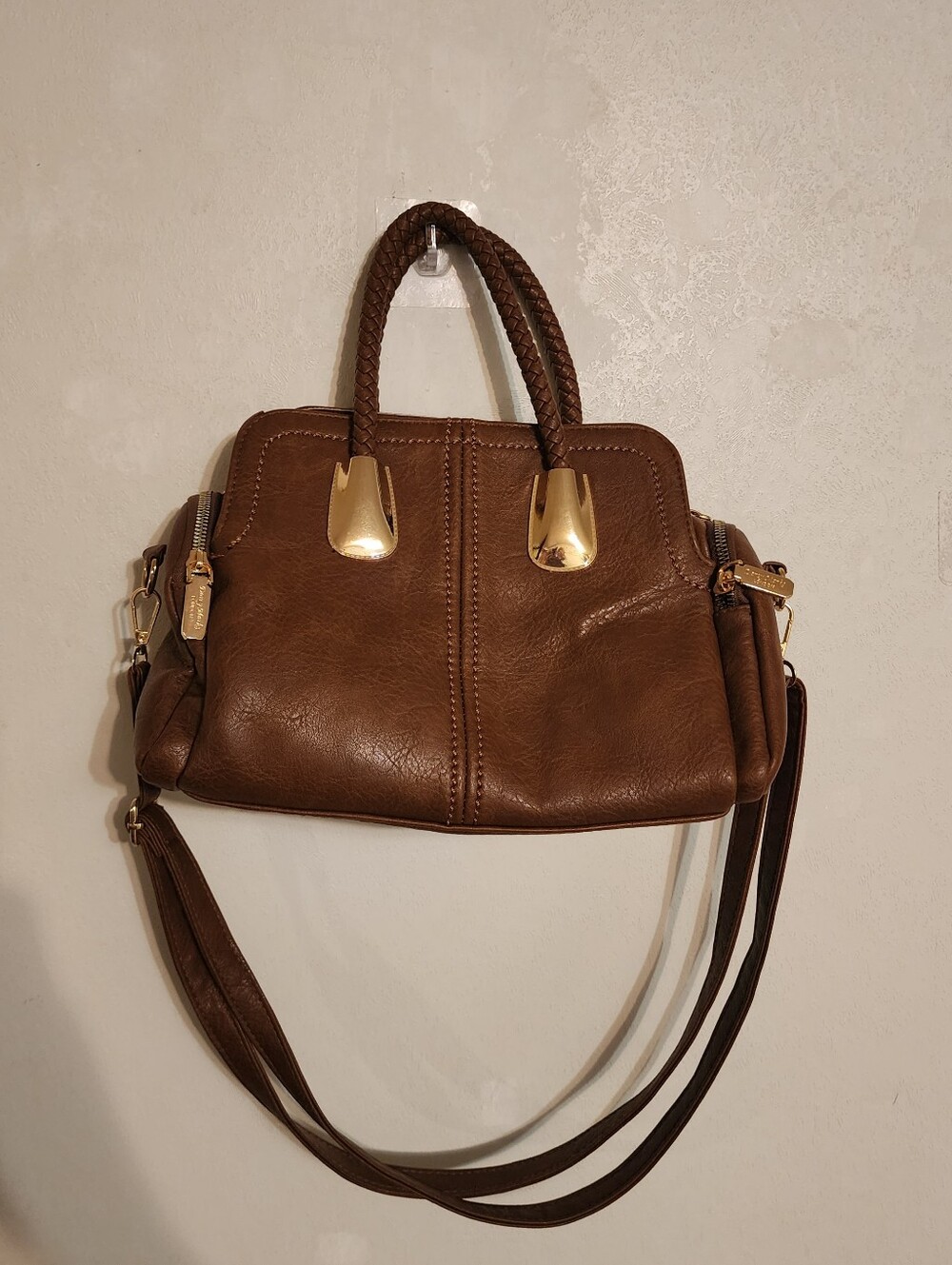 Darcy Marks London Brown Faux Leather Satchel Bag, PLEASE SEE ALL PICS